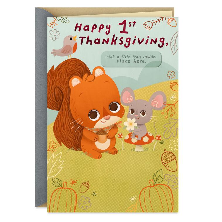 hallmark Sweet Little One Customizable Baby's First Thanksgiving Card With Family Stickers