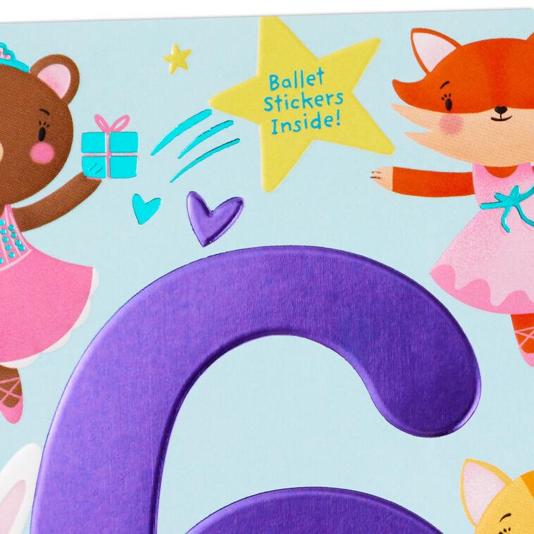 Hallmark Sweet Six Ballerina Animals 6th Birthday Card With Stickers