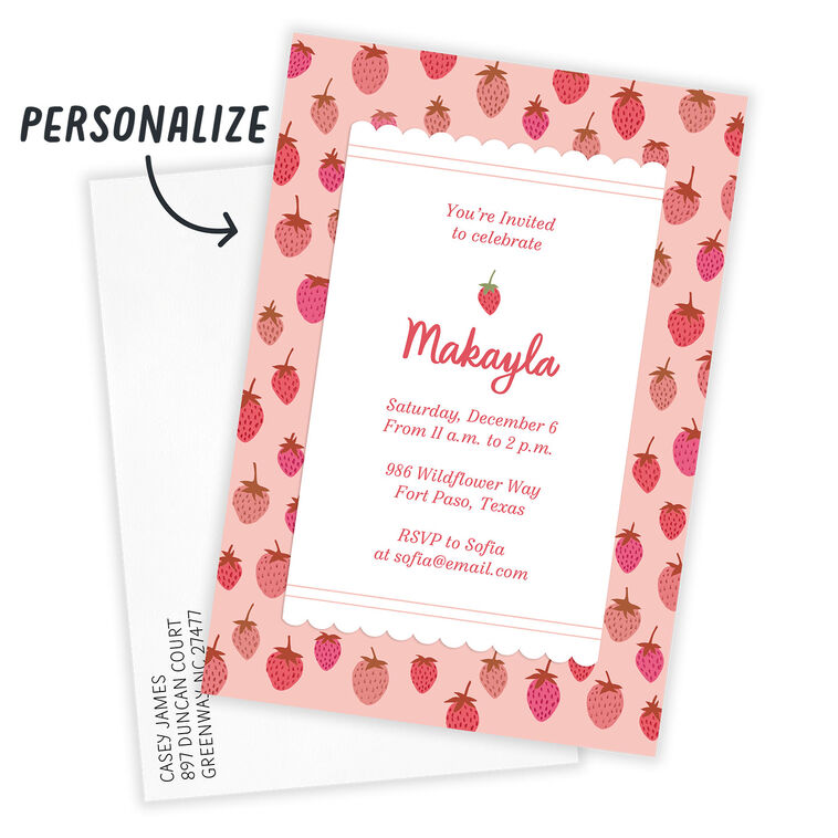 Hallmark Sweet Strawberries Flat Birthday Invitation