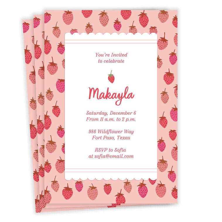 hallmark Sweet Strawberries Flat Birthday Invitation
