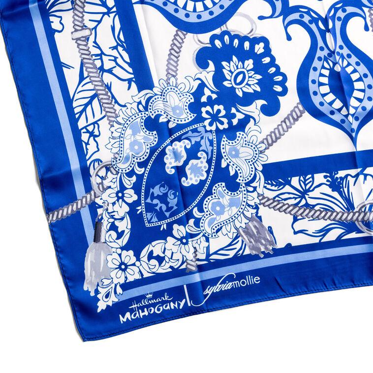 Hallmark Sylvia Mollie Blue And White Delight Fashion Scarf