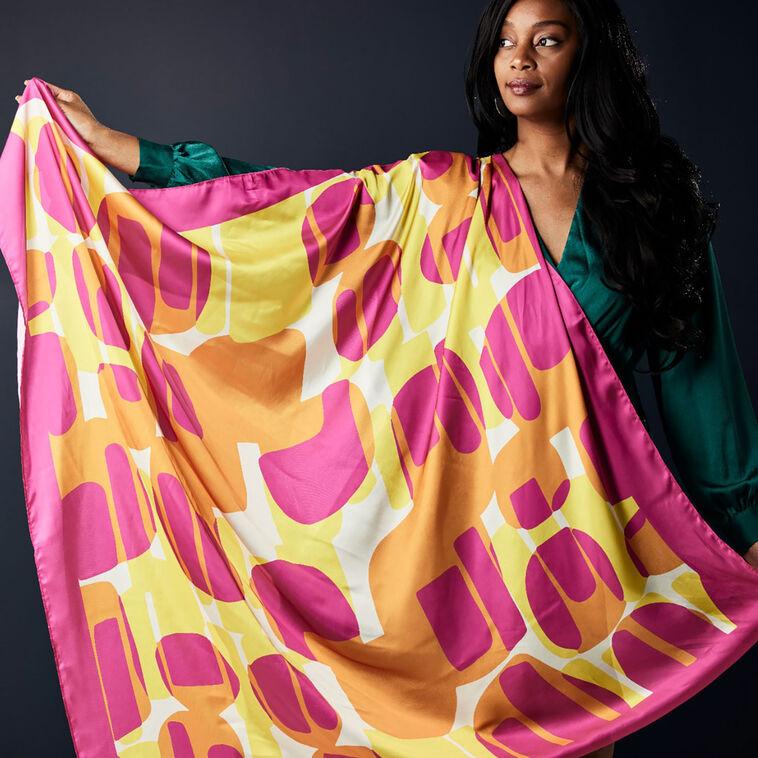 Hallmark Sylvia Mollie Orange And Pink Color Block Scarf