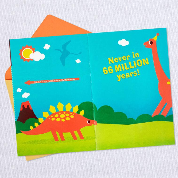 Hallmark T-Riffic Kid Birthday Card With Dinosaur Erasers