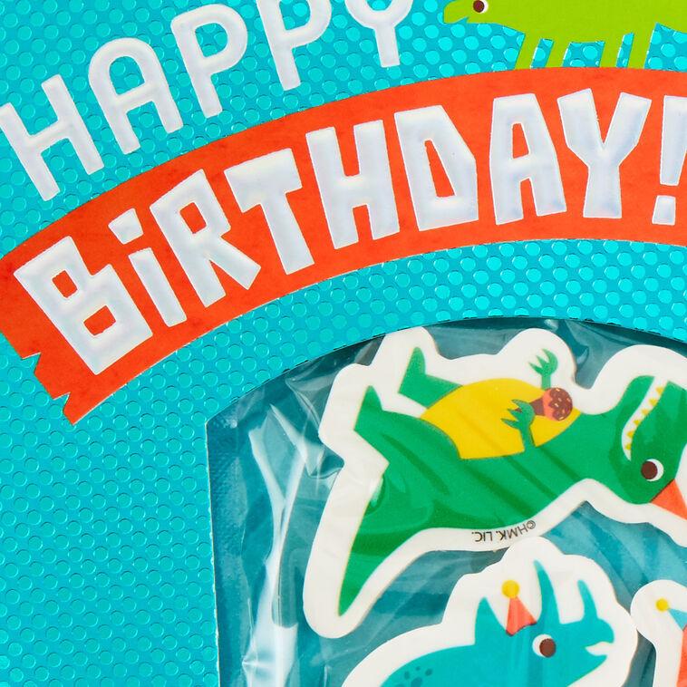 Hallmark T-Riffic Kid Birthday Card With Dinosaur Erasers