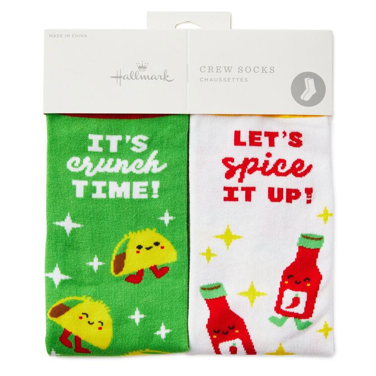 Hallmark Tacos And Hot Sauce Better Together Funny Crew Socks