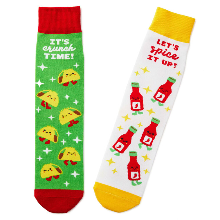 hallmark Tacos and Hot Sauce Better Together Funny Crew Socks