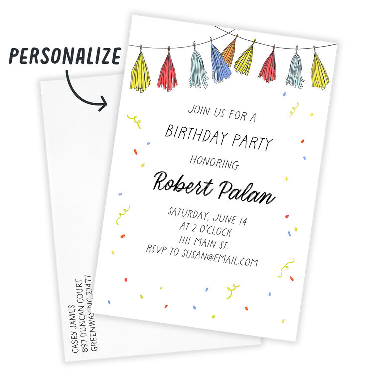 Hallmark Tassels Party Garland Flat Birthday Invitation