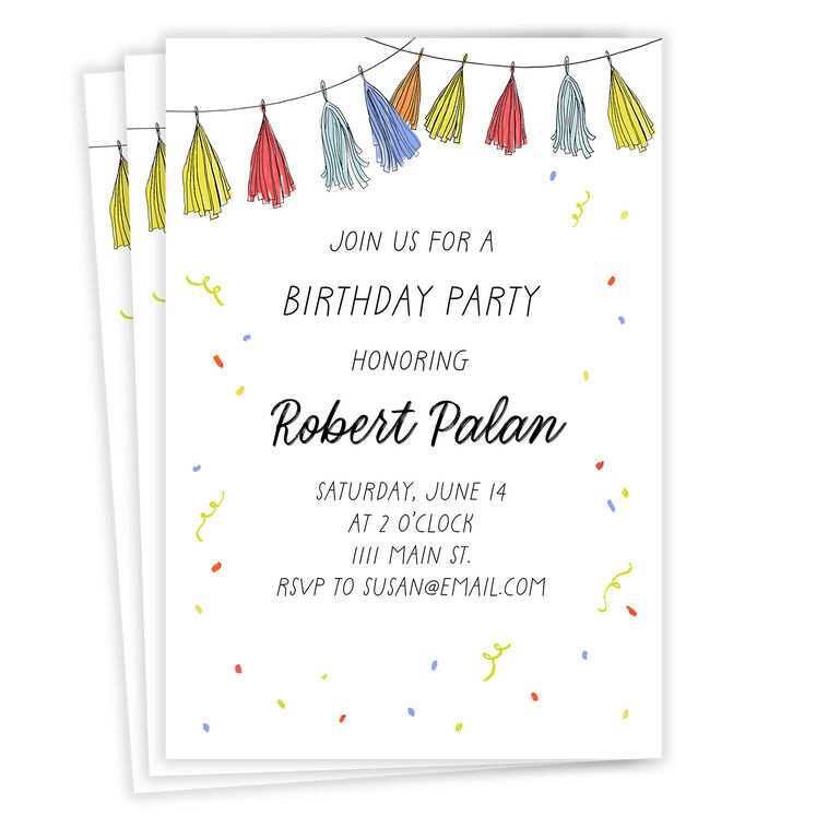 hallmark Tassels Party Garland Flat Birthday Invitation