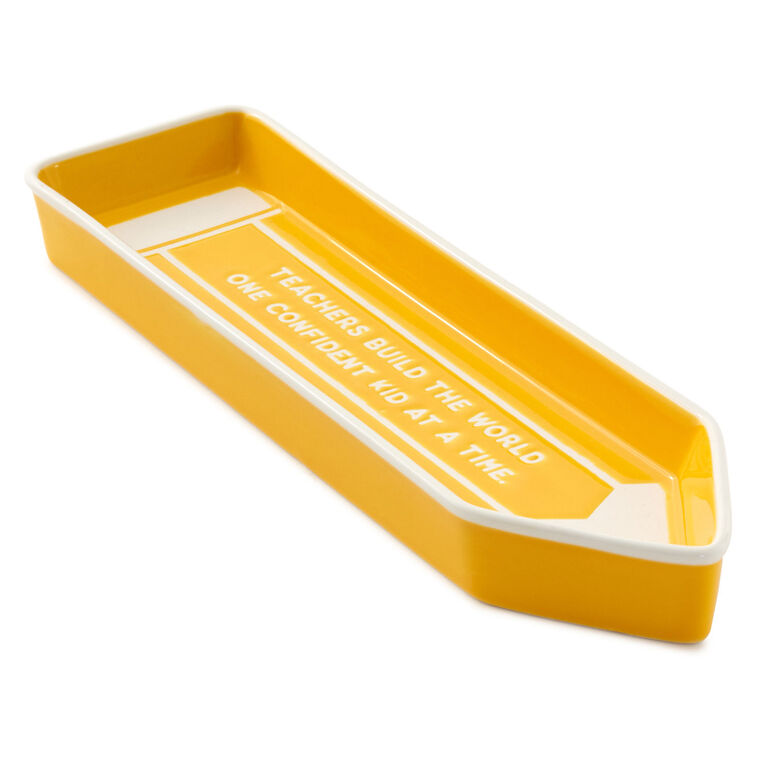 hallmark Teachers Yellow Pencil-Shaped Trinket Dish