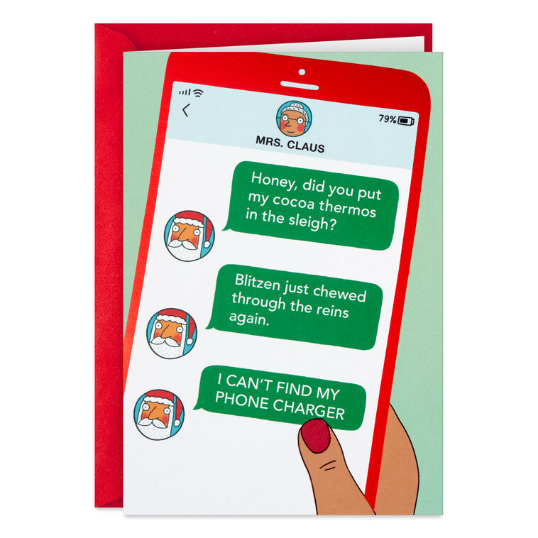hallmark Texting Santa Funny Romantic Christmas Card for Her