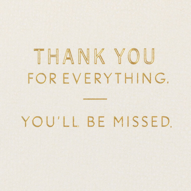 Hallmark Thank You For Everything Goodbye Card For Coworker