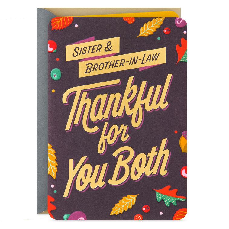 hallmark Thankful for You Both Thanksgiving Card for Sister and Brother-in-Law