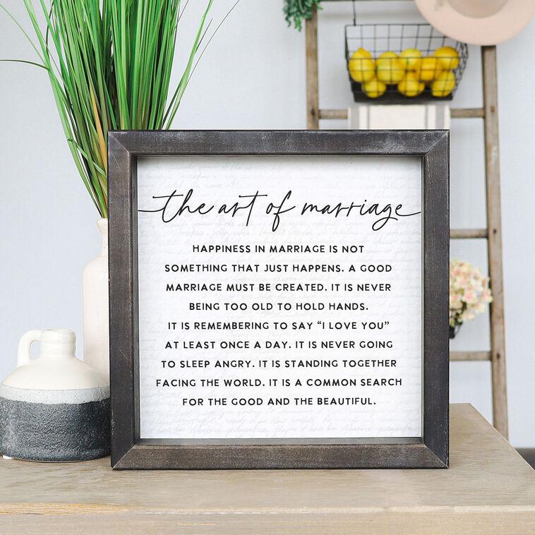 Hallmark The Art Of Marriage Framed Quote Sign 10x10