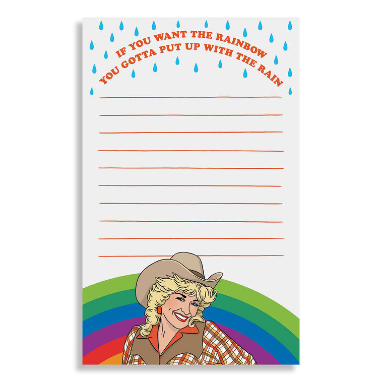 hallmark The Found Dolly Parton Cowgirl Rainbow Note Pad