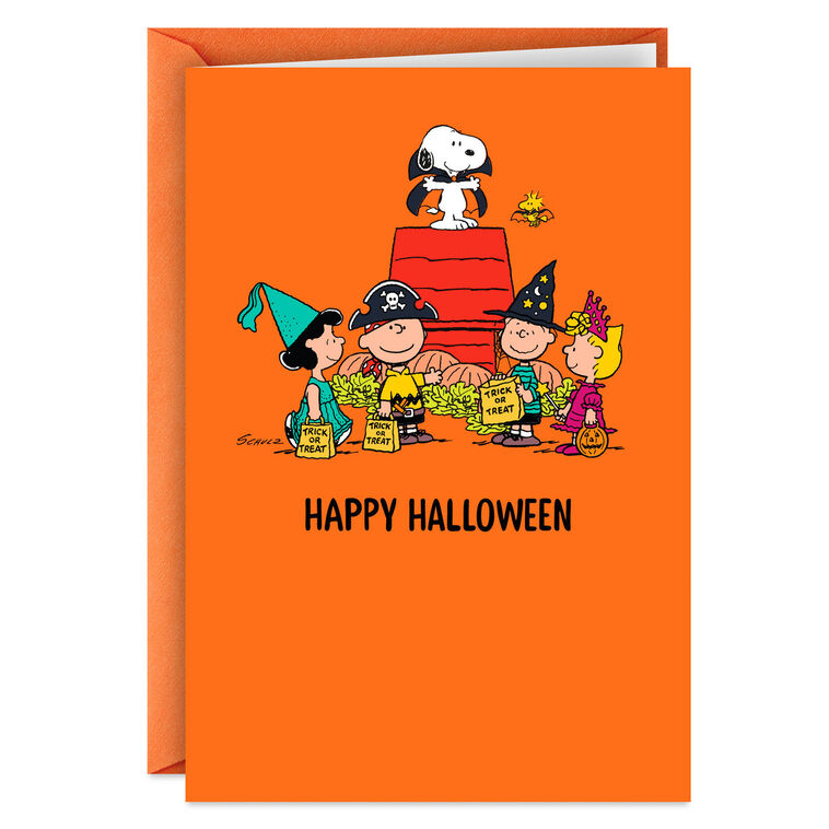 hallmark The Peanuts® Gang Trick-or-Treat Funny Halloween Card