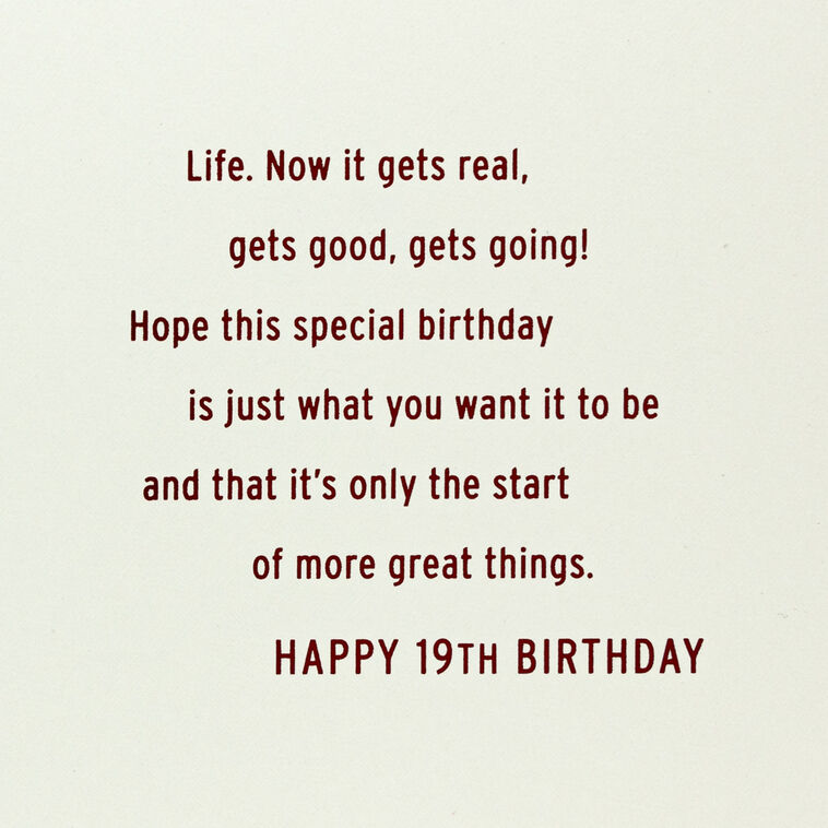 Hallmark The Start Of Something Big 19th Birthday Card