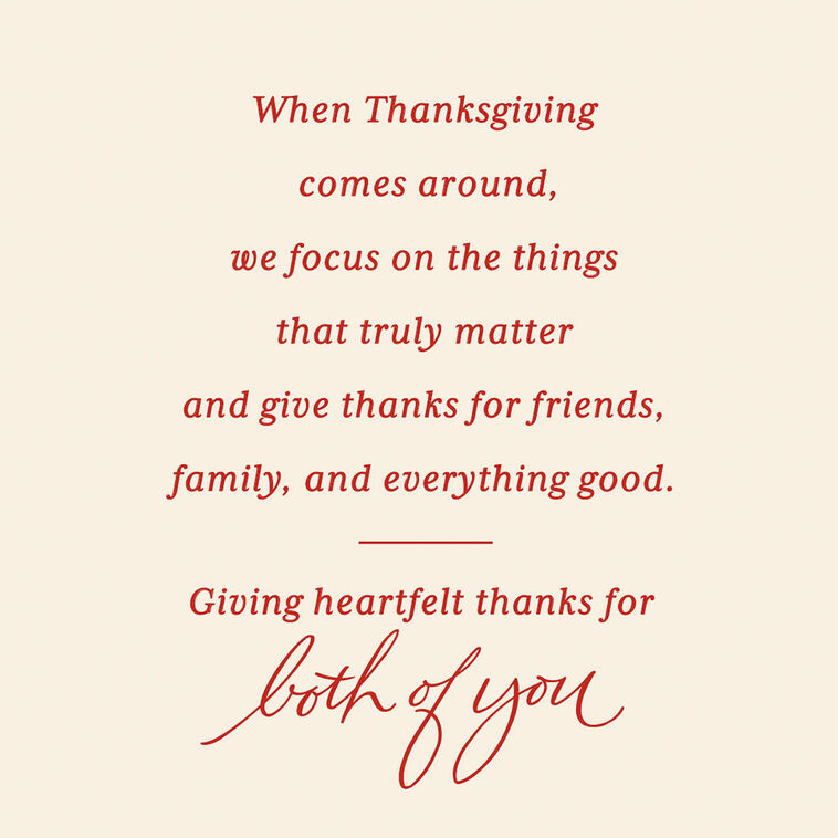 Hallmark The Things That Truly Matter Thanksgiving Card For Both