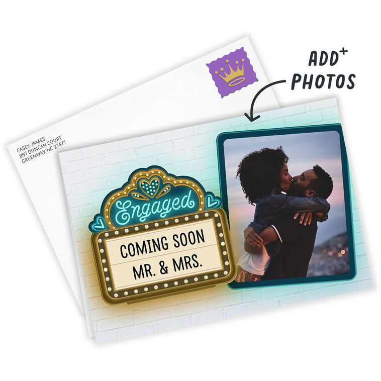 Hallmark Theater Marquee Custom Wedding Engagement Card