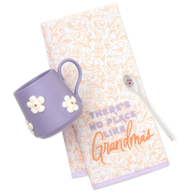 hallmark There's No Place Like Grandma's Tea Towel Mug and Spoon Gift Set
