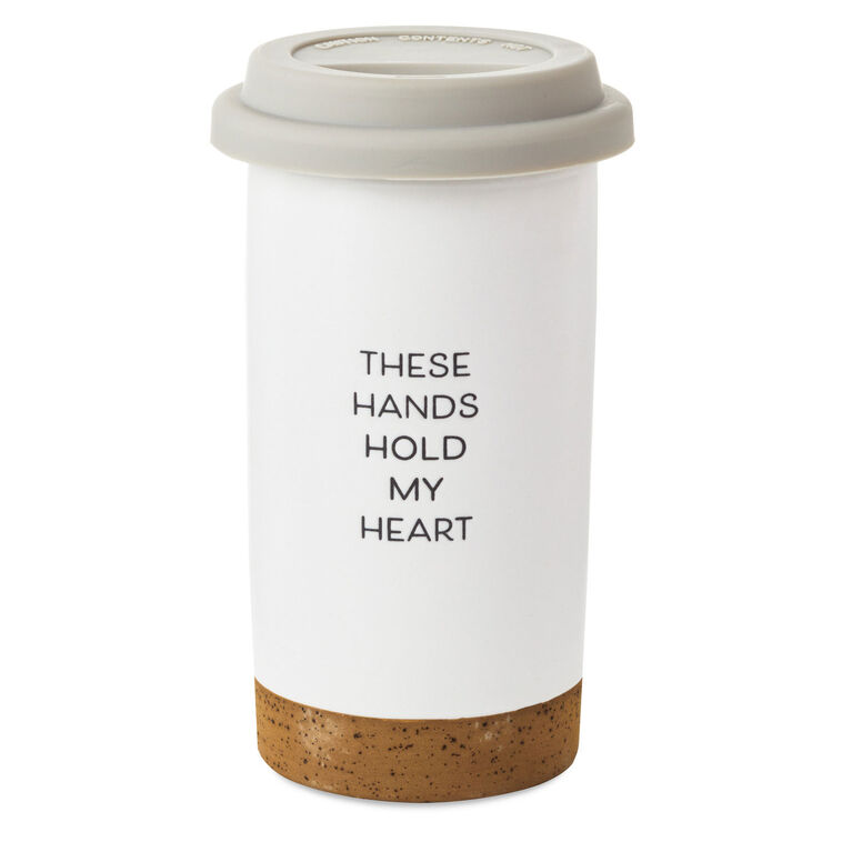Hallmark These Hands Hold My Heart Ceramic Travel Mug 12.5 Oz