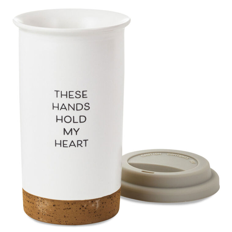 Hallmark These Hands Hold My Heart Ceramic Travel Mug 12.5 Oz
