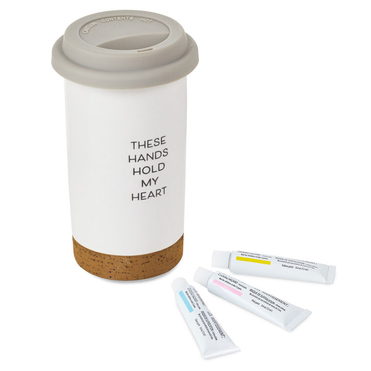 hallmark These Hands Hold My Heart Ceramic Travel Mug 12.5 oz