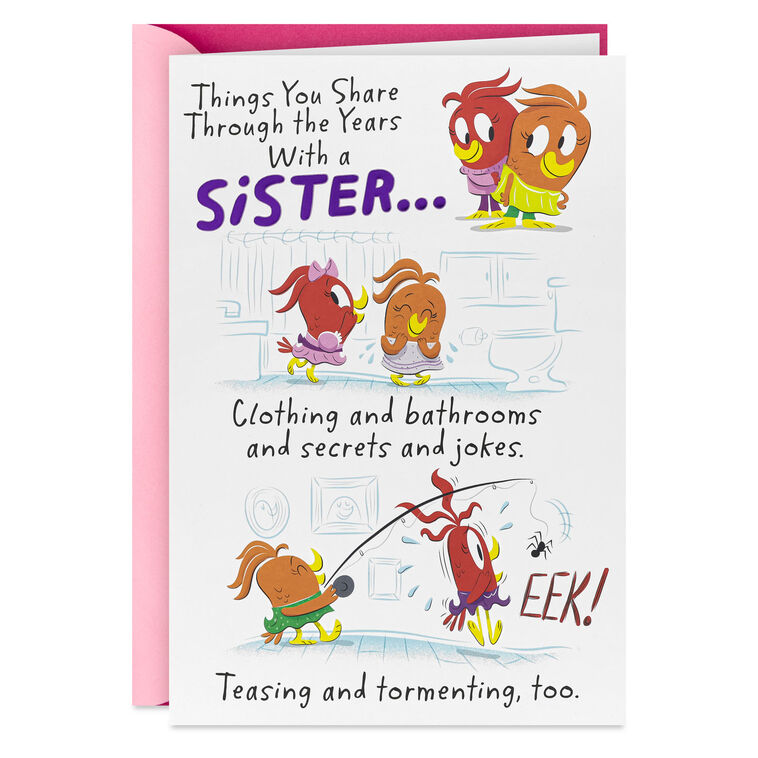 hallmark Things We Share Funny Pop-Up Birthday Card for Sister
