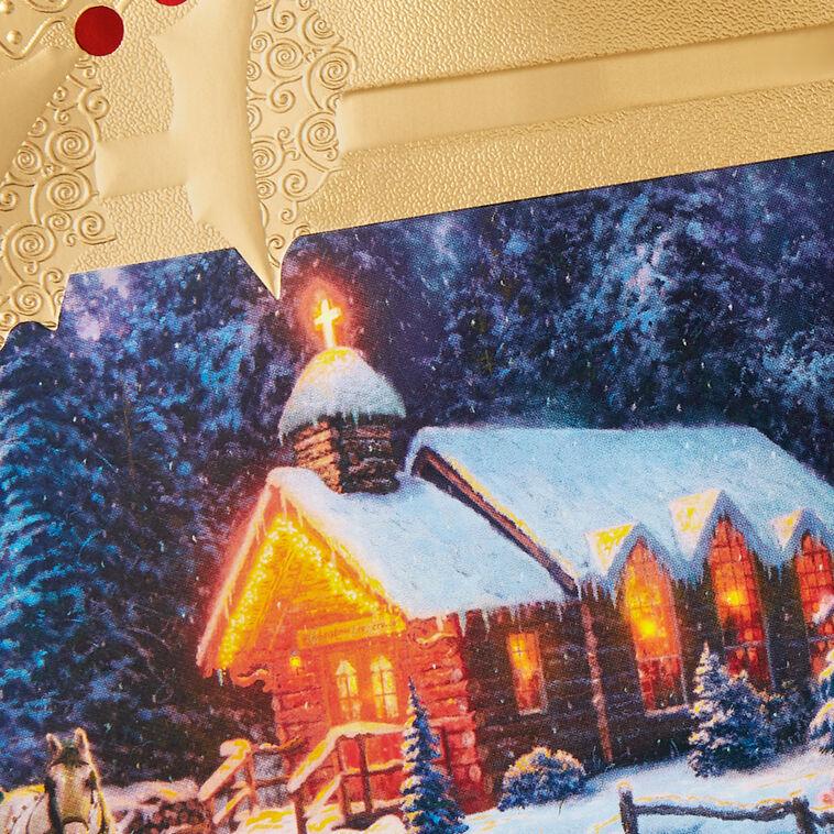 Hallmark Thomas Kinkade O Holy Night Chapel Musical Christmas Card With Light