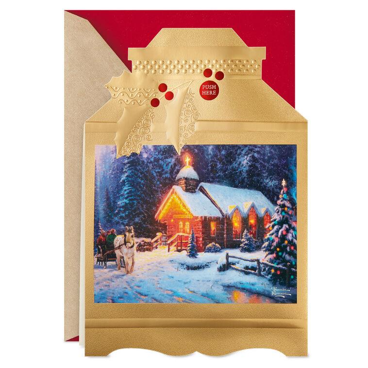 hallmark Thomas Kinkade O Holy Night Chapel Musical Christmas Card With Light