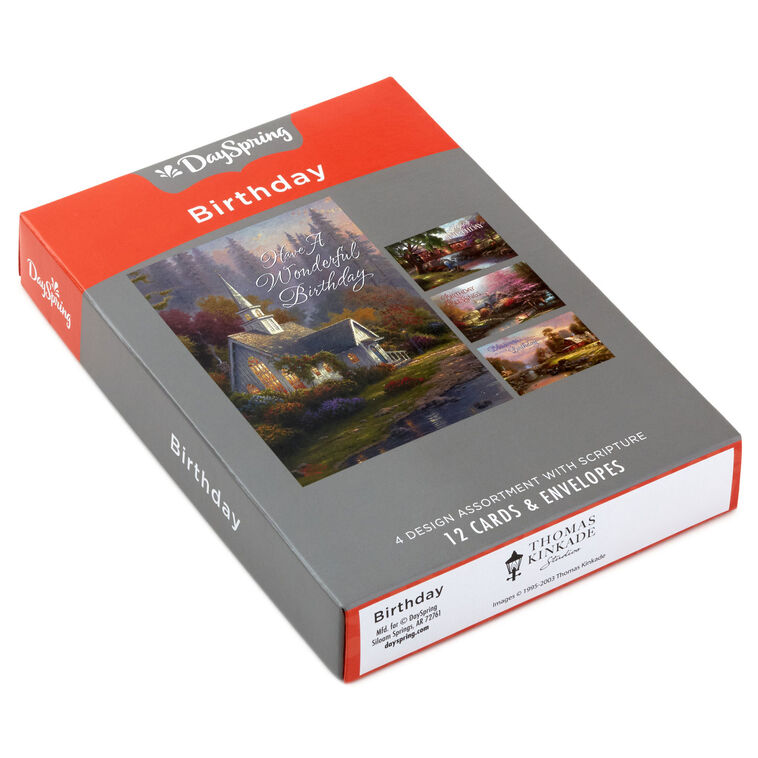 Hallmark Thomas Kinkade Peaceful Blessings Religious Boxed Birthday Cards Assortment Pack Of 12