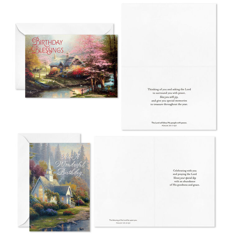 Hallmark Thomas Kinkade Peaceful Blessings Religious Boxed Birthday Cards Assortment Pack Of 12