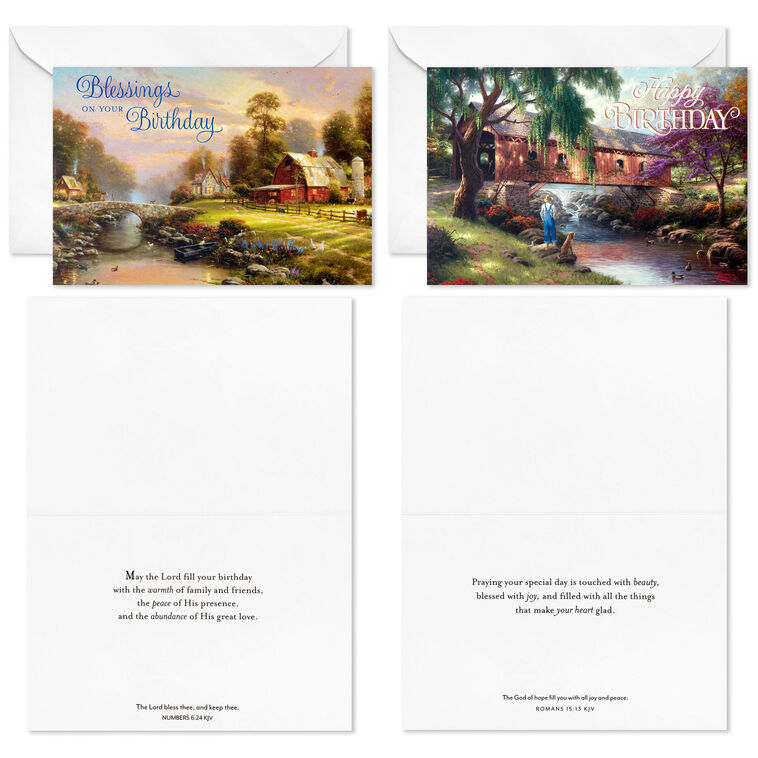 Hallmark Thomas Kinkade Peaceful Blessings Religious Boxed Birthday Cards Assortment Pack Of 12