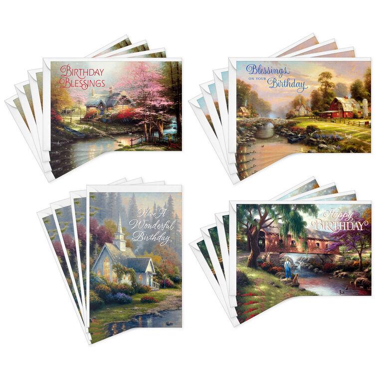hallmark Thomas Kinkade Peaceful Blessings Religious Boxed Birthday Cards Assortment Pack of 12
