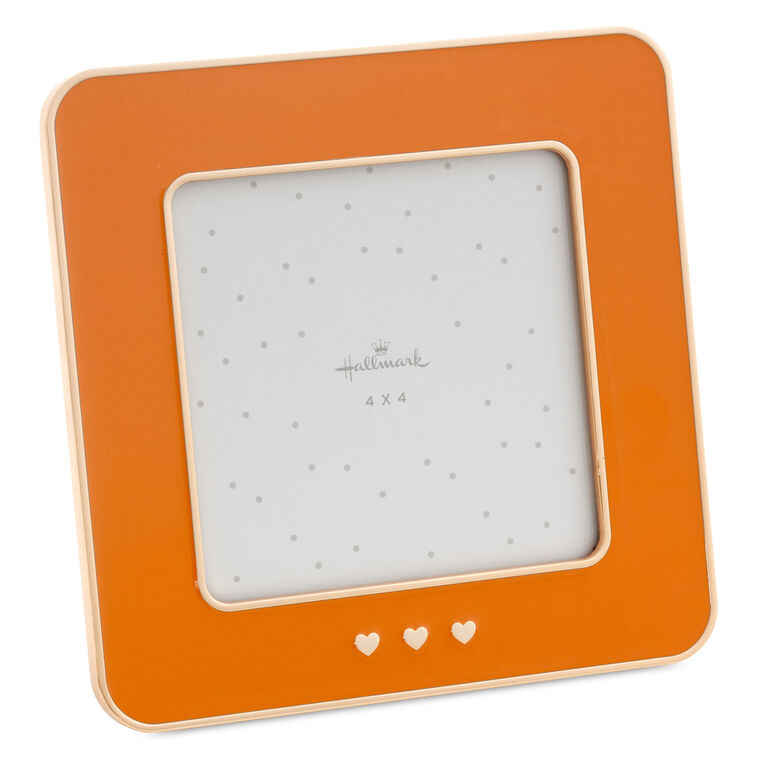 hallmark Three Hearts Orange Enamel Picture Frame 4x4