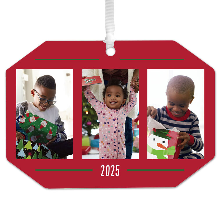 hallmark Three-Photo Metal Personalized Ornament Custom Photo and Text