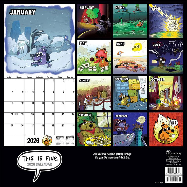 Hallmark Time Factory This Is Fine Cartoons Funny 2026 Wall Calendar