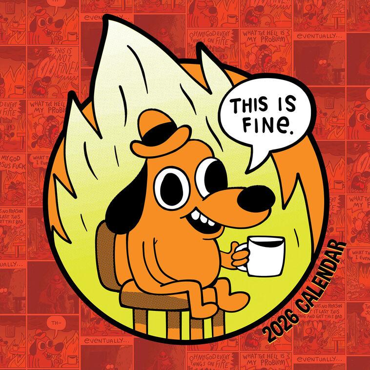 hallmark Time Factory This Is Fine Cartoons Funny 2026 Wall Calendar