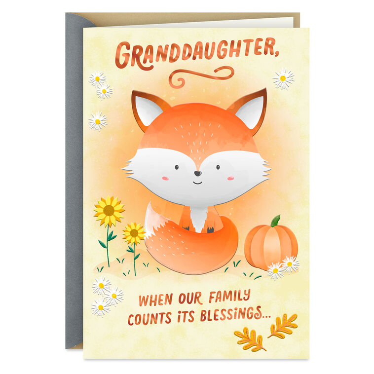 hallmark Top of the Grateful List Thanksgiving Card for Granddaughter