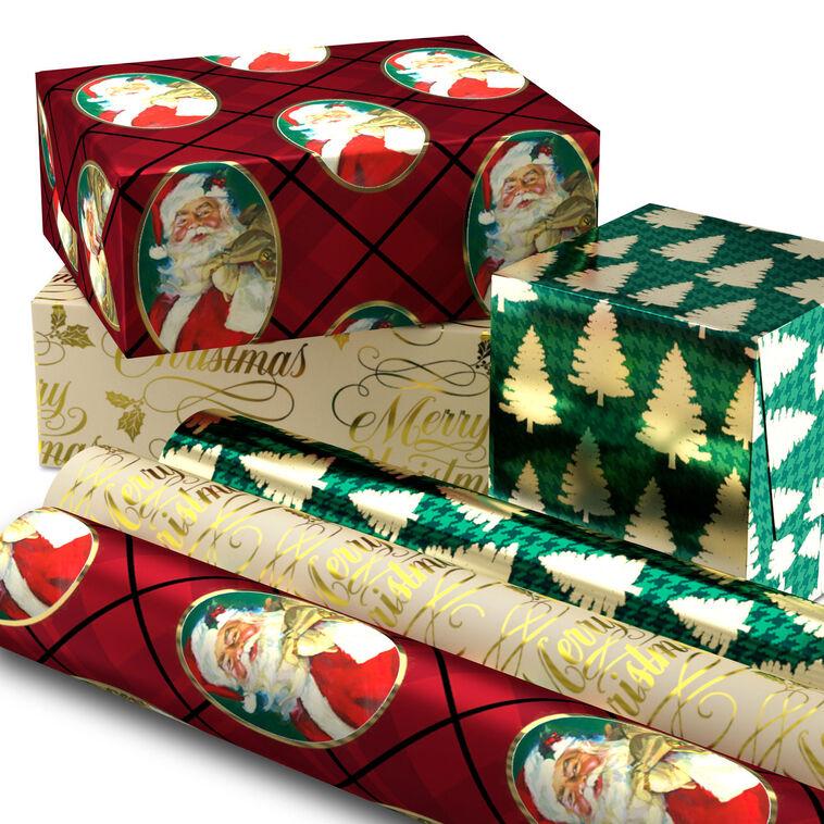 Hallmark Traditional 3-Pack Foil Christmas Wrapping Paper Assortment 60 Sq. Ft