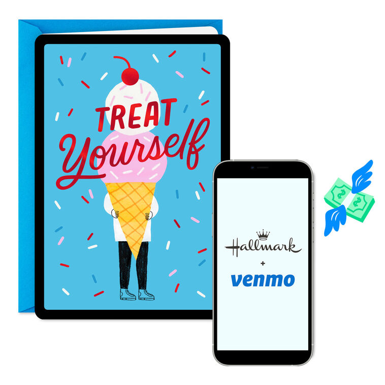 hallmark Treat Yourself Ice-Cream Cone and Confetti Venmo Birthday Card