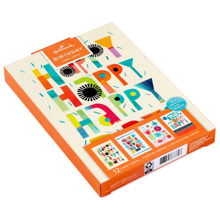 Hallmark Trendy Lettering Boxed All-Occasion Cards Assortment Pack Of 12