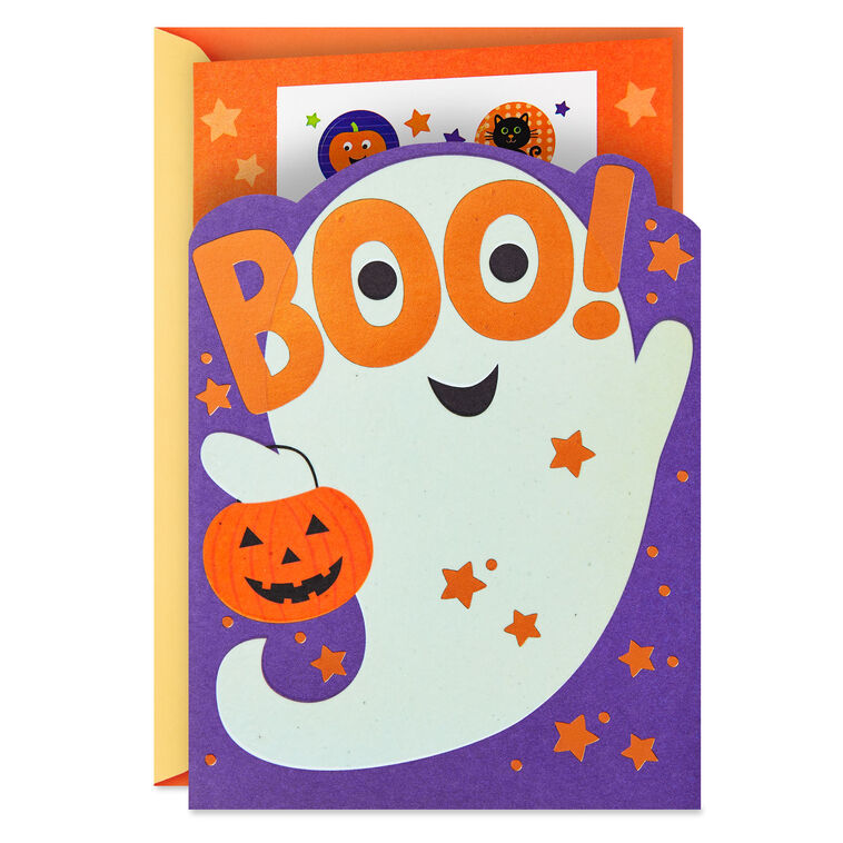 hallmark Trick-or-Treating Ghost Halloween Card With Stickers