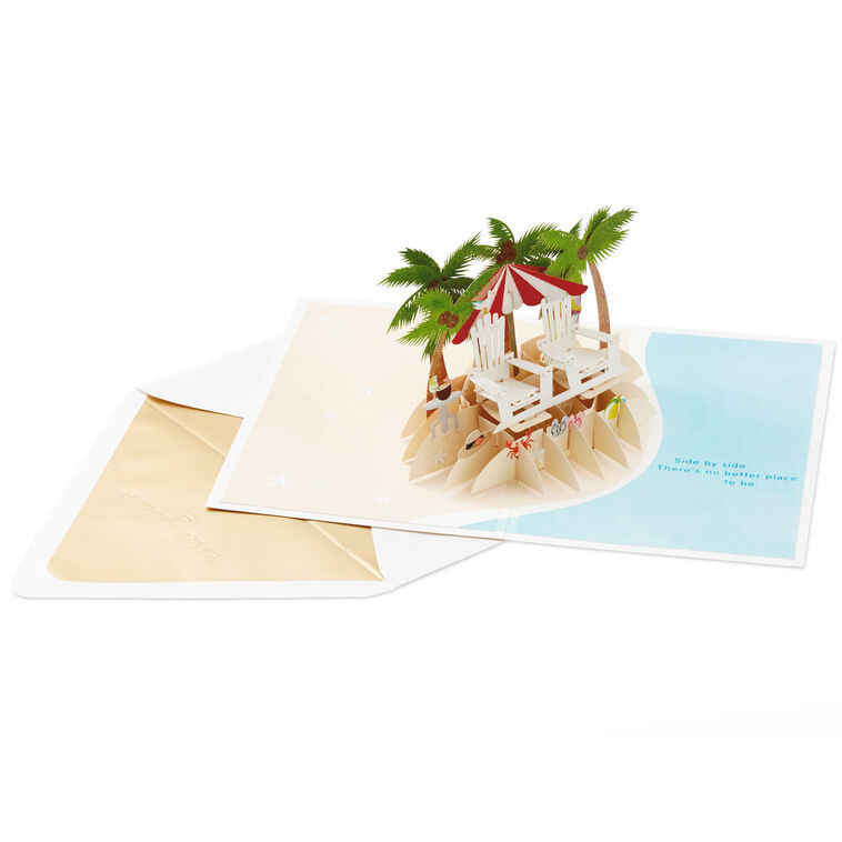 Hallmark Tropical Beach Scene 3D Pop-Up Anniversary Card