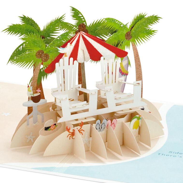 hallmark Tropical Beach Scene 3D Pop-Up Anniversary Card