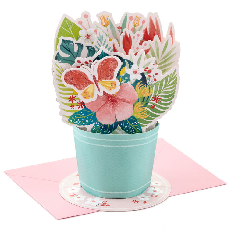 hallmark Tropical Flower Bouquet 3D Pop-Up Birthday Card