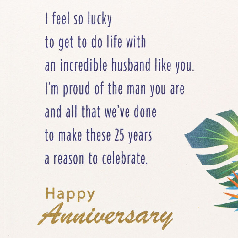 Hallmark Tropical Leaves 25th Anniversary Card For Husband