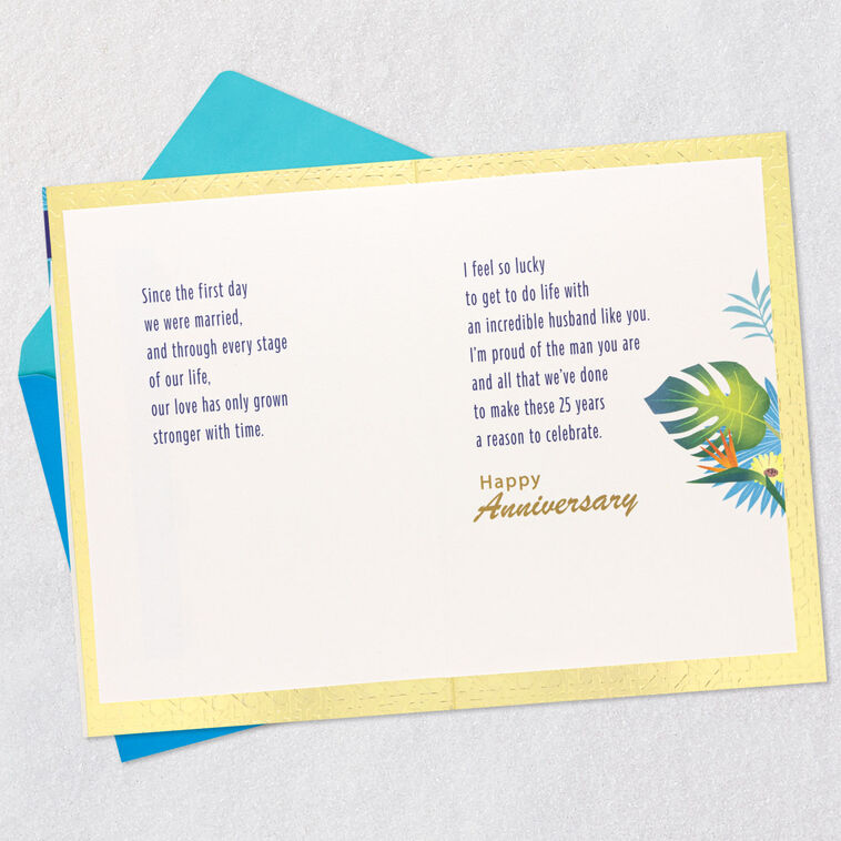 Hallmark Tropical Leaves 25th Anniversary Card For Husband