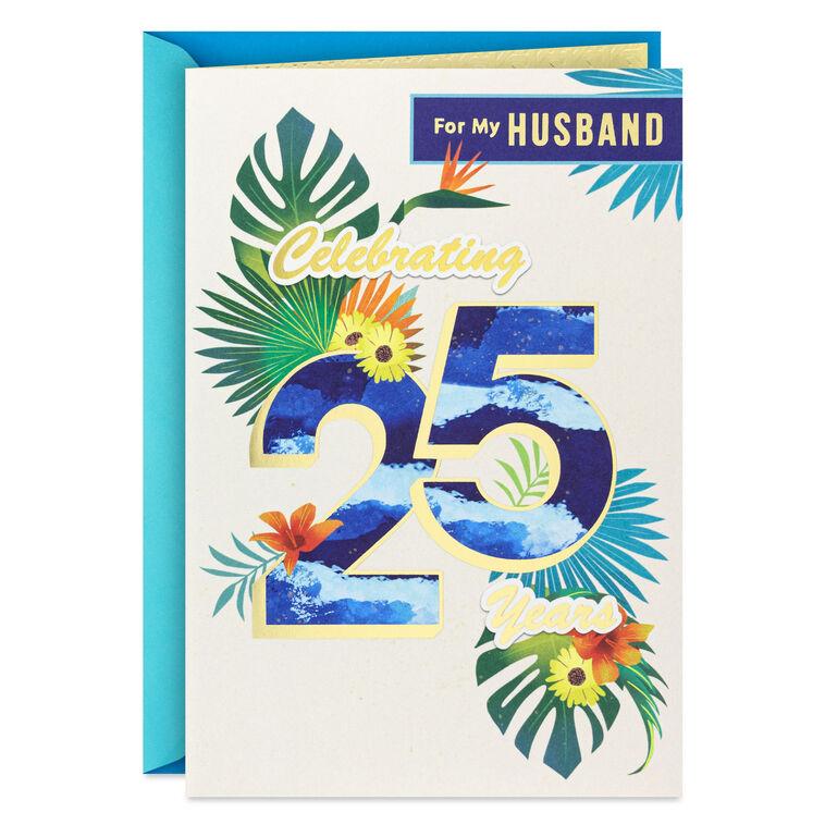 hallmark Tropical Leaves 25th Anniversary Card for Husband