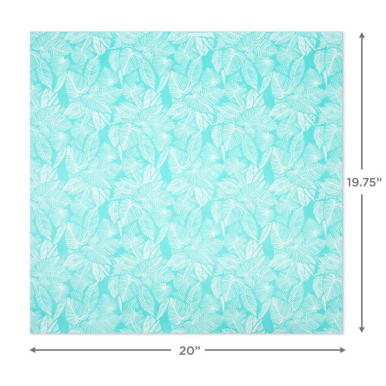 Hallmark Tropical Leaves On Aqua Tissue Paper With Gift Tag Stickers 6 Sheets