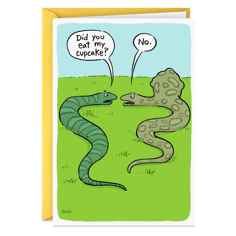 hallmark Two Snakes and a Cupcake Funny Birthday Card
